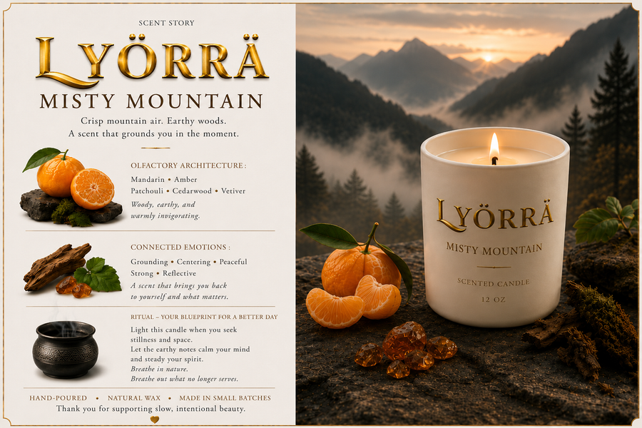 Misty Mountain - Coconut-Apricot wax Luxury Candle — By Lyörrä