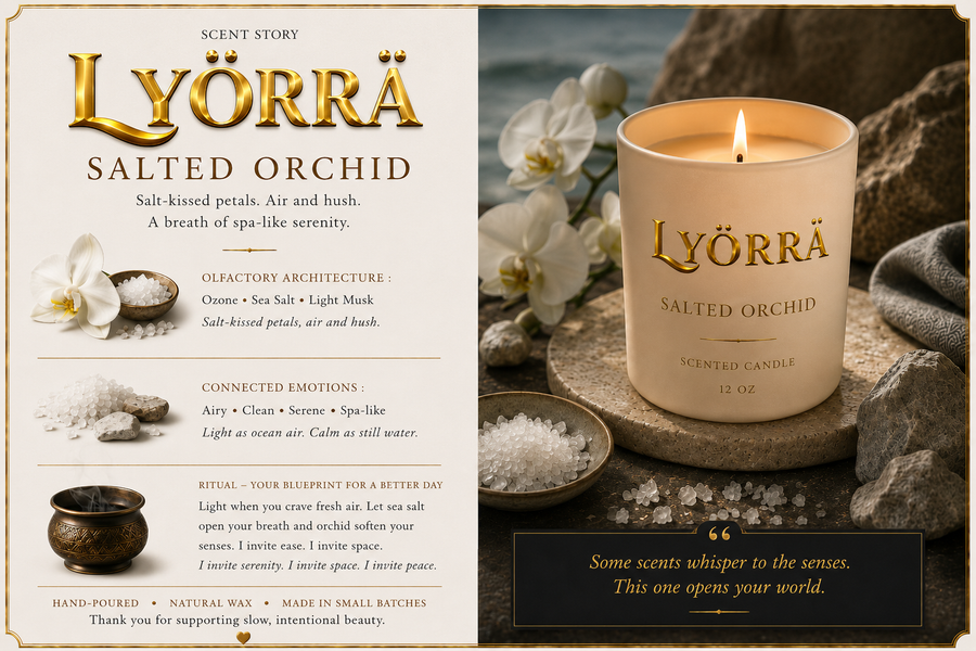 Salted Orchids - Coconut-Apricot wax Luxury Candle — By Lyörrä