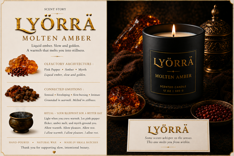 Molten Amber - Coconut-Apricot wax Luxury Candle — By Lyörrä
