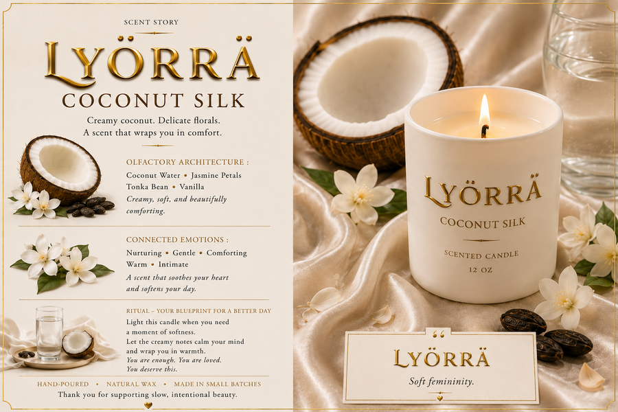 Coconut Silk - Coconut-Apricot wax Luxury Candle — By Lyörrä