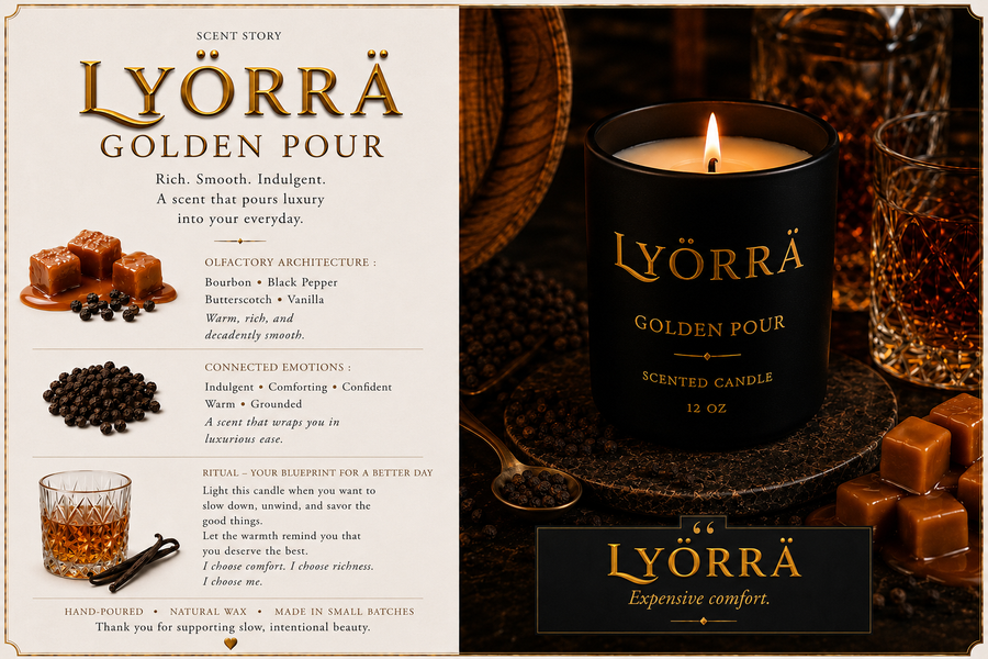 Golden Pour - Coconut-Apricot wax Luxury Candle — By Lyörrä