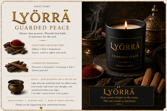 Guarded Peace | Oud-Saffron Luxury Candle — By Lyörrä