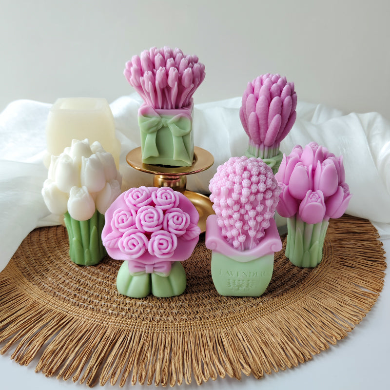 Handcrafted Designer flower bunch Candles set of 10