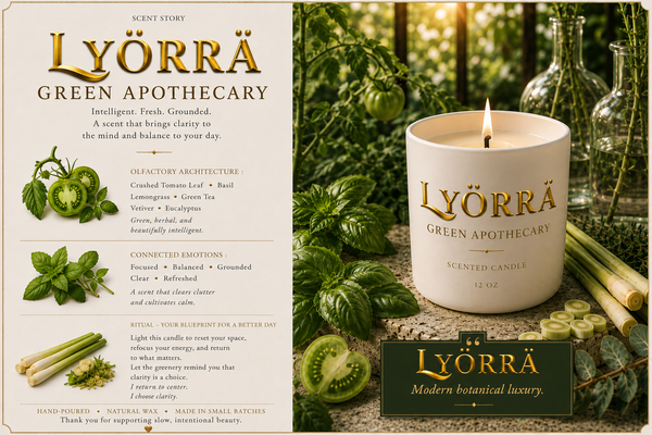 Green Apothecary - Coconut-Apricot wax Luxury Candle — By Lyörrä