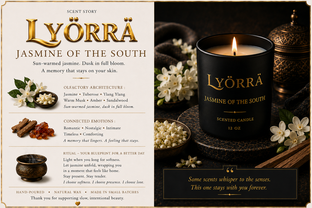 Jasmine Of The South - Coconut-Apricot wax Luxury Candle — By Lyörrä