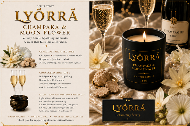 Champaka & Midnight Roses - Coconut-Apricot wax Luxury Candle — By Lyörrä