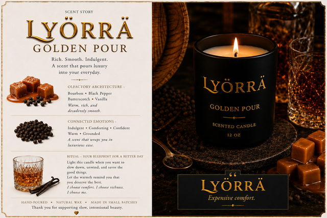 Golden Pour - Coconut-Apricot wax Luxury Candle — By Lyörrä