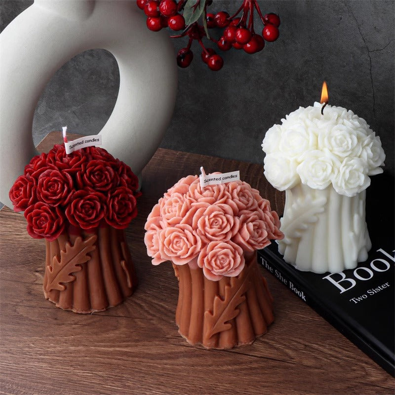 Handcrafted Designer flower bunch Candles set of 10