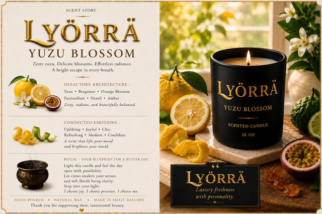 Yuzu Blossom - Coconut-Apricot wax Luxury Candle — By Lyörrä